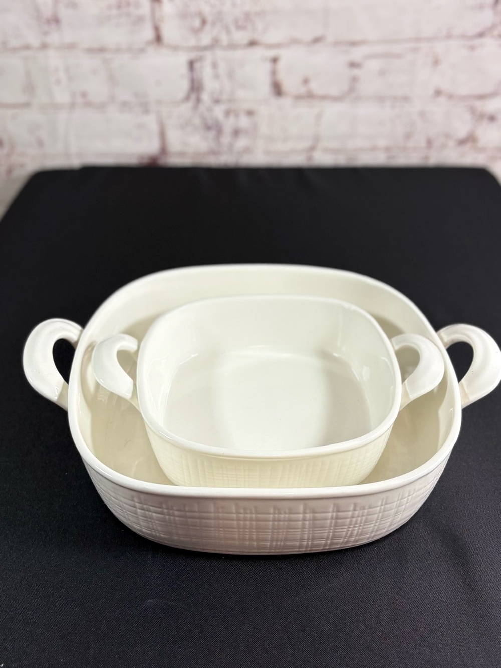 Cream Ceramic Double-Handle Baking Dish Set - Cream